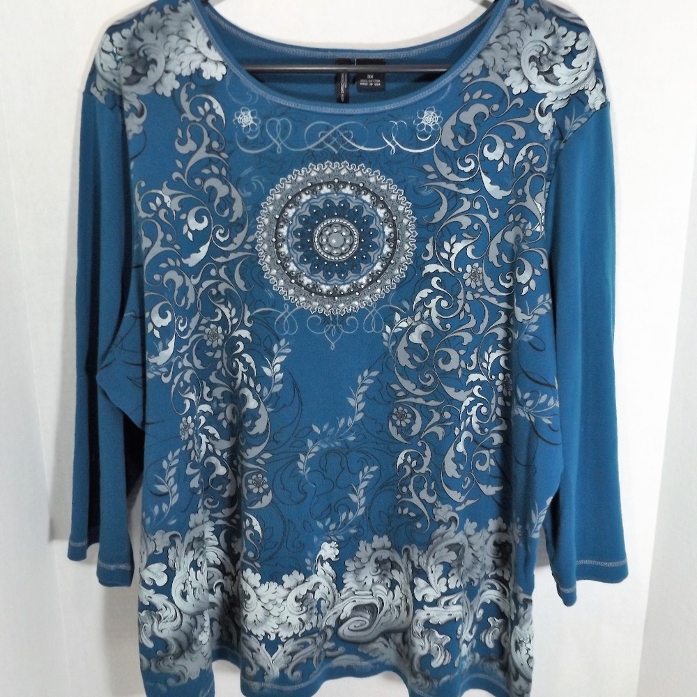 4 for $20 New Directions Boho Turquoise Tunic 3X